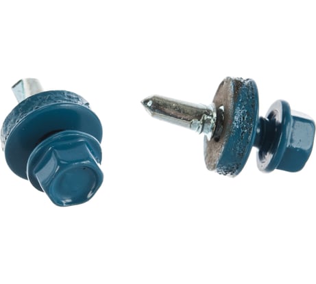 Саморезы Зубр для крепления кровельных материалов к деревянной обрешетке, цвет RAL 5009 небесно-голубой, оцинкованный, 5,5x19мм, 2500шт 4-300310-55-019-5009