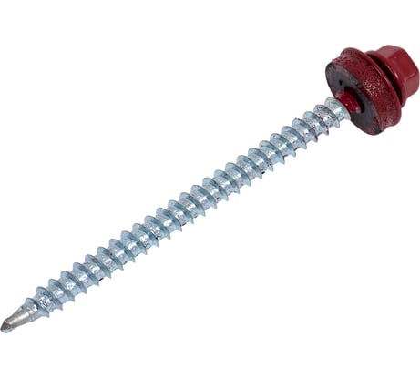 Саморезы Зубр для крепления кровельных материалов к деревянной обрешетке, цвет RAL 3003 рубиново-красный, оцинкованный, 4,8x70мм, 160шт 4-300315-48-070-3003