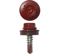 Саморезы Зубр для крепления кровельных материалов к деревянной обрешетке, цвет RAL 3003 рубиново-красный, оцинкованный, 5,5x19мм, 2500шт 4-300310-55-019-3003