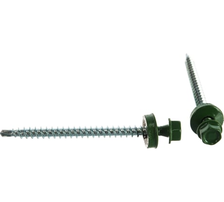 Саморезы Зубр для крепления кровельных материалов к деревянной обрешетке, цвет RAL 6002 зеленый лист, оцинкованный, 4,8x65мм, 180шт 4-300315-48-065-6002