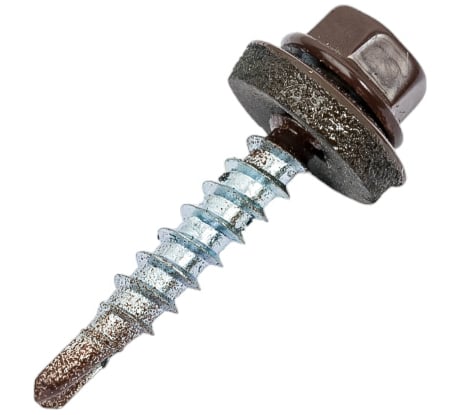 Саморезы Зубр для крепления кровельных материалов к деревянной обрешетке, цвет RAL 8017 шоколадно-коричневый, оцинкованный, 4,8x29мм, 400шт 4-300315-48-029-8017