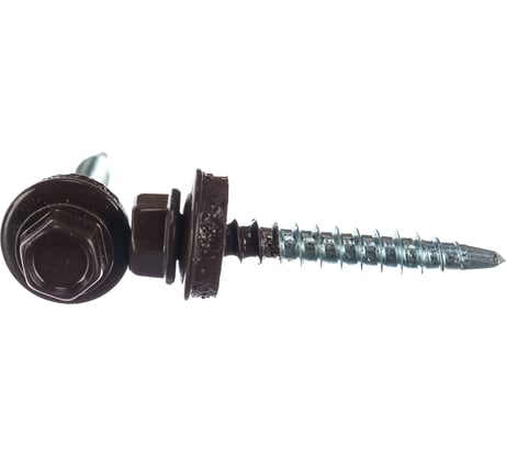 Саморезы Зубр для крепления кровельных материалов к деревянной обрешетке, цвет RAL 8017 шоколадно-коричневый, оцинкованный, 4,8x35мм, 1800шт 4-300310-48-035-8017