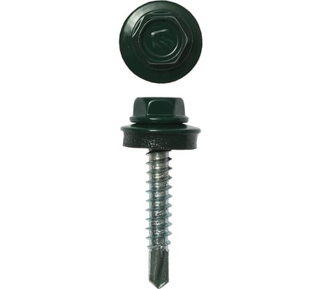 Саморезы Зубр для крепления кровельных материалов к деревянной обрешетке, цвет RAL 6005 зеленый насыщенный, оцинкованный, 4,8x50мм, 1200шт 4-300310-48-050-6005