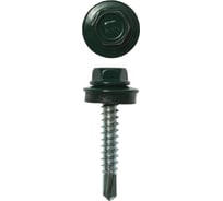 Саморезы Зубр для крепления кровельных материалов к деревянной обрешетке, цвет RAL 6005 зеленый насыщенный, оцинкованный, 4,8x70мм, 800шт 4-300310-48-070-6005