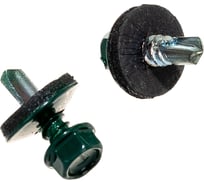 Саморезы Зубр для крепления кровельных материалов к деревянной обрешетке, цвет RAL 6005 зеленый насыщенный, оцинкованный, 5,5x19мм, 2500шт 4-300310-55-019-6005