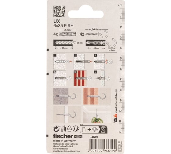 Дюбель с кольцом Fischer UX 6x35 RH K OE 94619