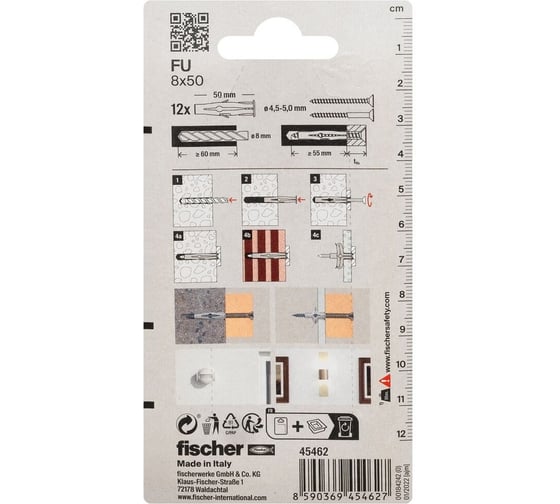 Универсальный дюбель Fischer FU 8x50 K 45462