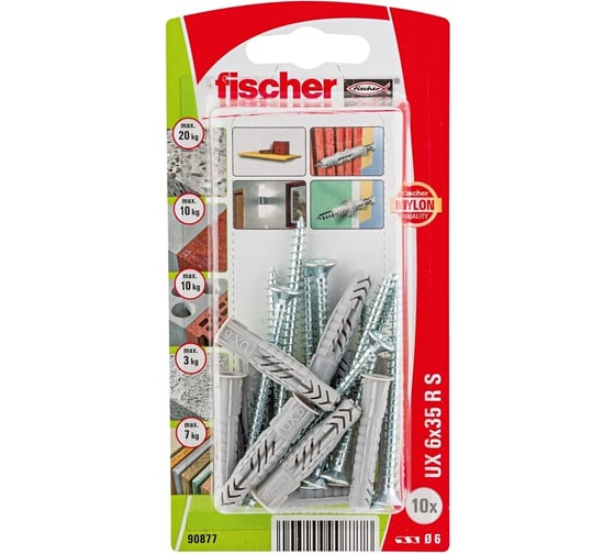 Дюбель с шурупом Fischer UX 6x35 R S K 90877