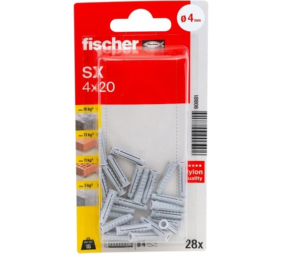 Дюбель Fischer SX 4x20 KP K 90881