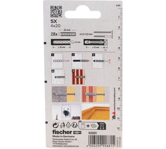 Дюбель Fischer SX 4x20 KP K 90881