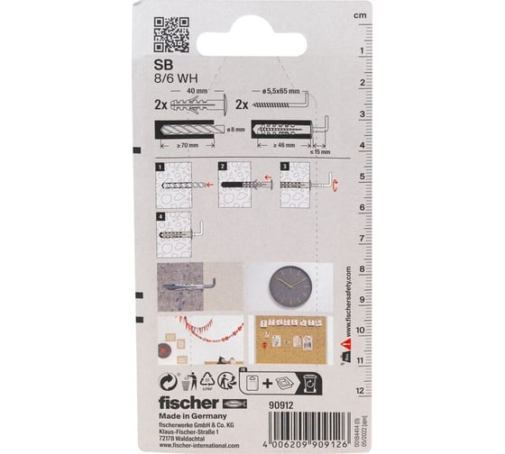 Дюбель с шурупом Fischer SB 8/6 K 90912