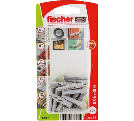 Универсальный дюбель Fischer UX 5x30 R K NV 503807