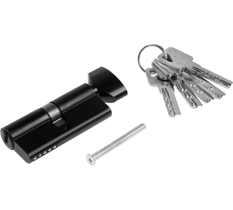 Цилиндровый механизм ТУНДРА, 70 мм, с вертушкой, перфор. ключ, 5 ключей, цвет черный 9376703