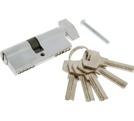 Цилиндровый механизм ТУНДРА, 70 мм, с вертушкой, перфор. ключ, 5 ключей, цвет хром 2921843