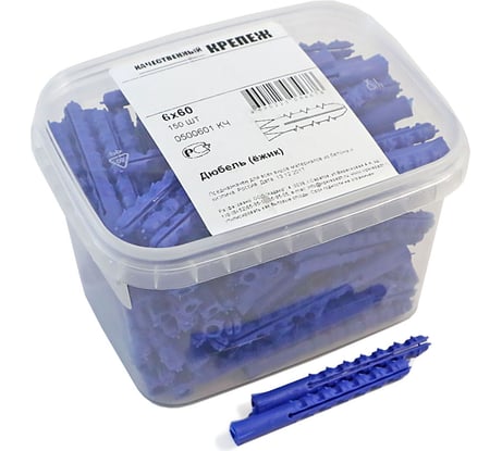 Дюбель п/проп ёжик Качественный КРЕПЕЖ 6х60 150 шт 0500601 КЧ