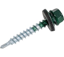 Кровельный саморез Качественный КРЕПЕЖ зеленый мох RAL 6005, 4.8х35 мм, 80 шт 0300105 КЧ