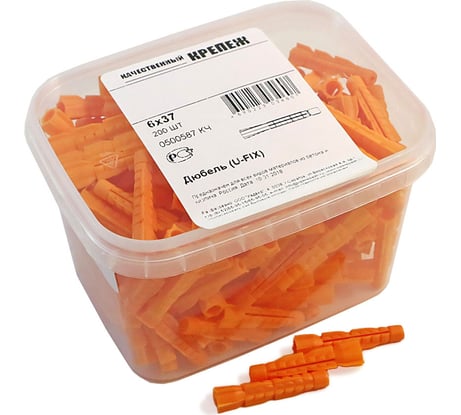 Дюбель U-FIX Качественный КРЕПЕЖ 6х37 200 шт 0500587 КЧ