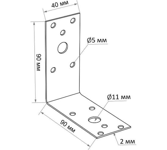 Крепежный уголок ТУНДРА  90x90x40x2 мм, 4 шт. 9634667