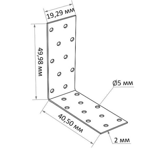 Крепежный равносторонний уголок ТУНДРА 100x100x40x2 мм, 10 шт. 9634633