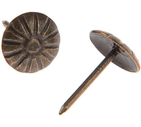 Декоративные гвозди ТУНДРА 16x11 мм, фактурные, цвет бронза, в упаковке 100 шт. 1178245