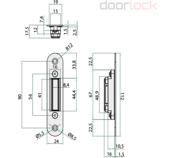 Запорная планка BONAITI gir8 серая для b-forty, b-klass r17, r19, размер врезки 24x112мм 52561