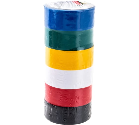 Изолента FIT IT PVC 19 мм х 0.13 мм х 3 м, 6 шт., цветная 11027