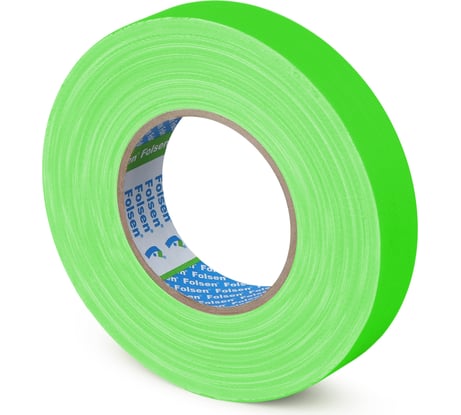 Тканевая лента FOLSEN влагостойкая, флюоресцентная, 25мм х 50м, зеленая 054032550