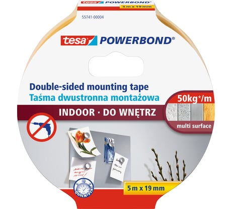 Двусторонняя лента для внутренних работ TESA белая 5 м х 19 мм 55741-00004-04