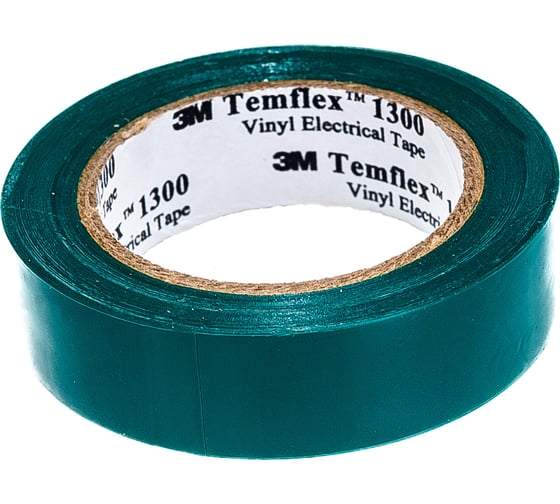 Изолента ПВХ 3М Temflex 1300 зеленая, рулон 15 мм x 10 м 7100081321