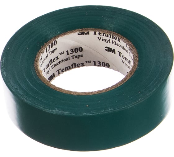 Изолента ПВХ 3М Temflex 1300 зеленая, рулон 19 мм x 20 м 7100080343 1