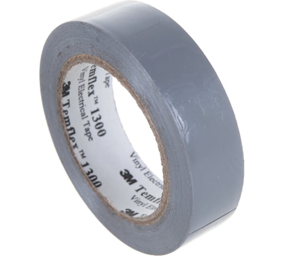Изолента ПВХ 3М Temflex 1300 серая, рулон 15 мм x 10 м 7100081325