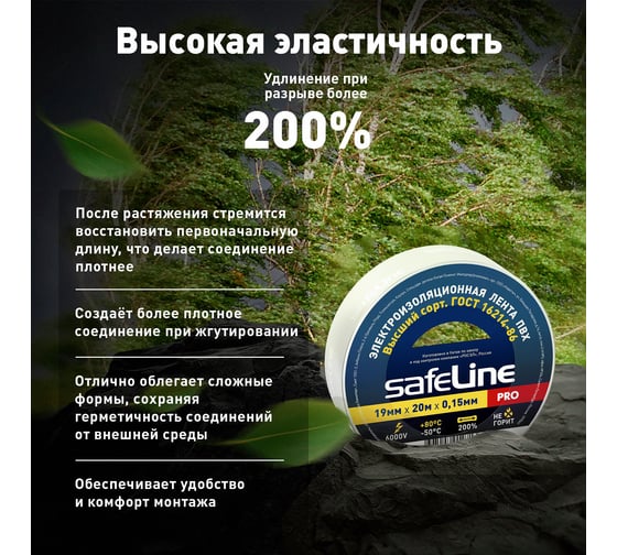 Изолента Safeline 19/20 белый 9369