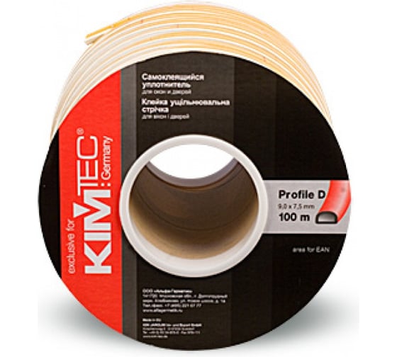Уплотнитель KIM TEC D-100 белый 8х9 мм 585539