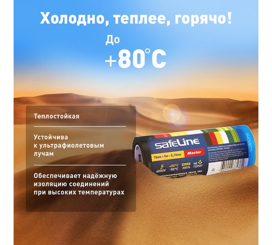 Изолента Safeline Master 15/5 комплект МИНИ роликов 7 цветов 22899