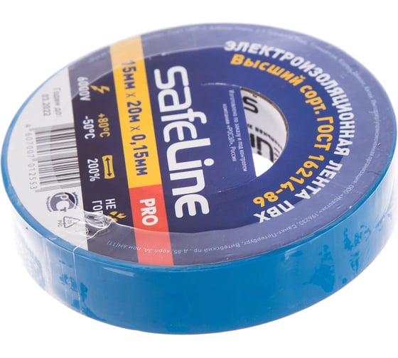 Изолента SAFELINE 15/20 синий, шоу-бокс 36 шт. 23127