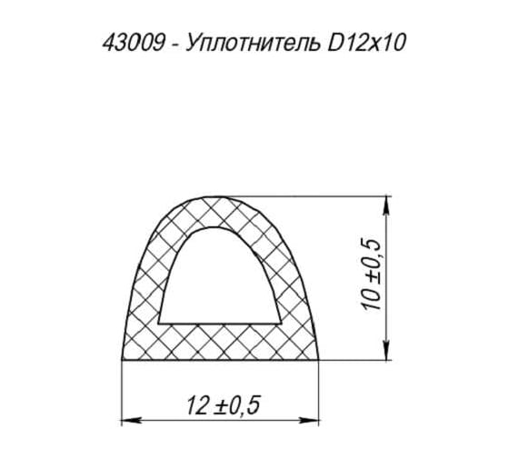 Уплотнитель без клеевой основы Fuaro WADH/D-12x10 мм, BLACK черный 150 м 47787