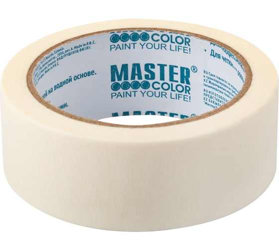Малярная бумажная лента MASTER COLOR термостойкость до 80C, 36 мм х 25 м 30-6103