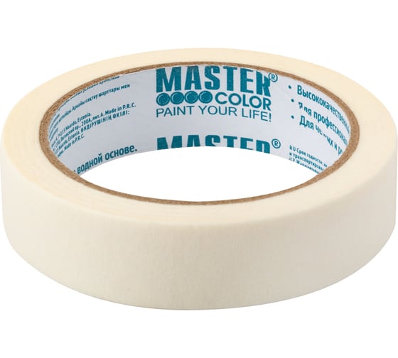 Малярная бумажная лента MASTER COLOR термостойкость до 80C, 24 мм х 25 м 30-6102