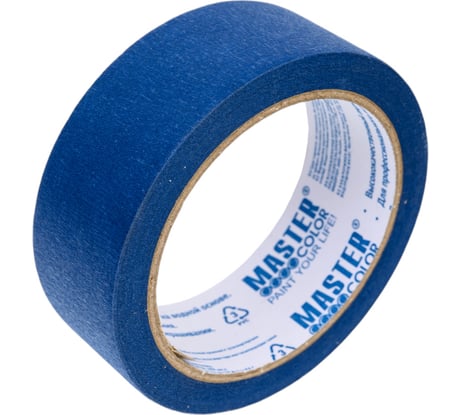 Малярная бумажная лента MASTER COLOR синяя, термостойкость до 100C, 36 мм х 25 м 30-6113