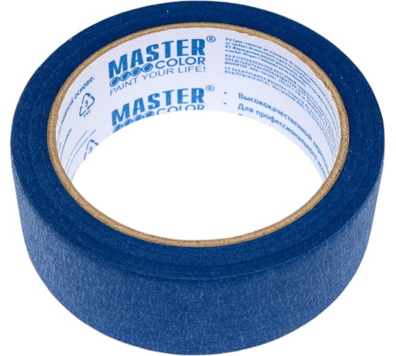 Малярная бумажная лента MASTER COLOR синяя, термостойкость до 100C, 36 мм х 25 м 30-6113