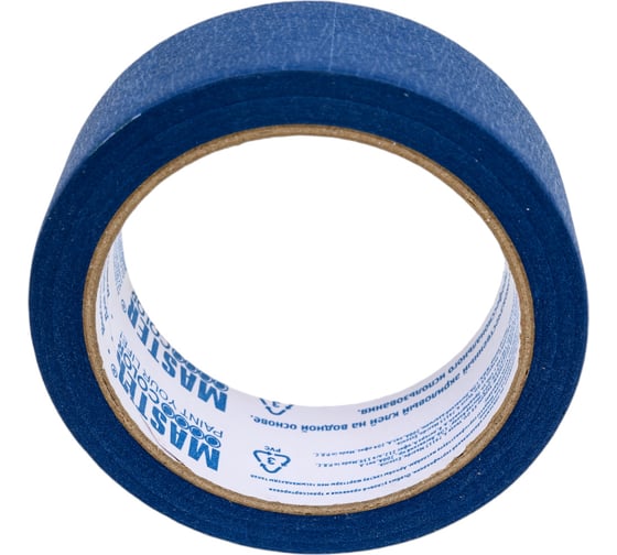 Малярная бумажная лента MASTER COLOR синяя, термостойкость до 100C, 36 мм х 25 м 30-6113