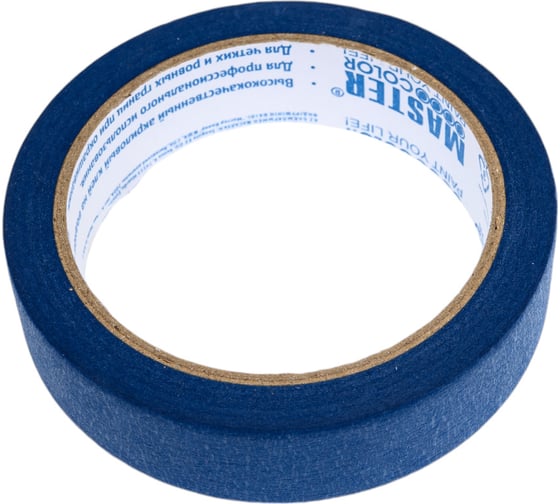 Малярная бумажная лента MASTER COLOR синяя, термостойкость до 100C, 24 мм х 25 м 30-6112