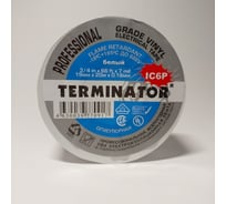 Изолента Terminator Ic6p белая, ПВХ, супер премиум класса, огнеупорная, самозатухающая, всепогодная, 0.18 мм, 19 мм, 20 м 2000257