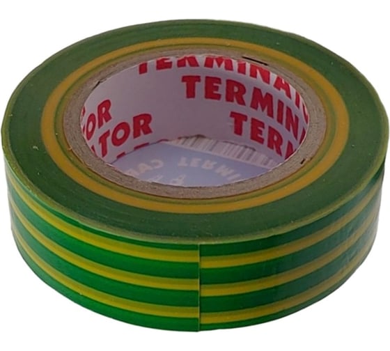 Изолента Terminator Iz 1510g/y желто-зеленая, ПВХ, 0.13 мм, 15 мм, 10 м 2000471