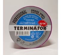 Изолента Terminator Iu1k фиолетовая, ПВХ, огнеупорная, всепогодная, 0.18 мм, 19 мм, 20 м 2000827