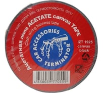 Тканевая ацетатная изолента Terminator Izt 1925 canvas черная, 19мм х 25м, толщина 0,2мм, огнеупорная 20008328