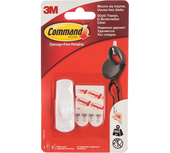 Крючок Command белый, малый 1 шт./2 бел.пол. 17002N 7100139588