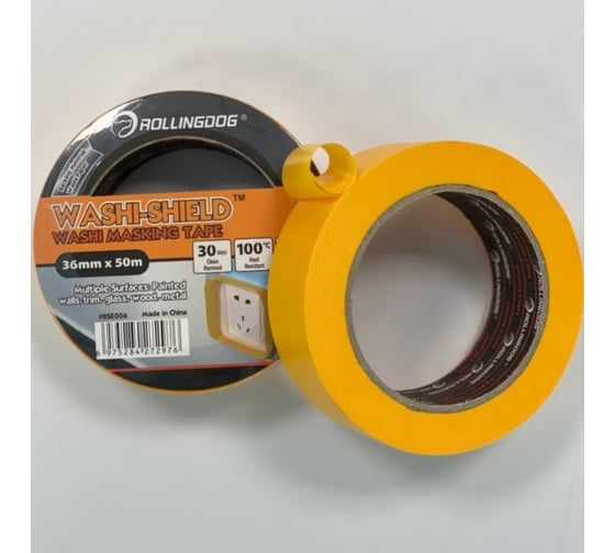 Малярная лента Rollingdog Washi Tape 36 мм, 50 м, для четких границ BSE006