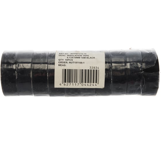 Изоляционная лента STEKKER 0,13x19 мм, 10 м, черная, INTP01319-10 32834