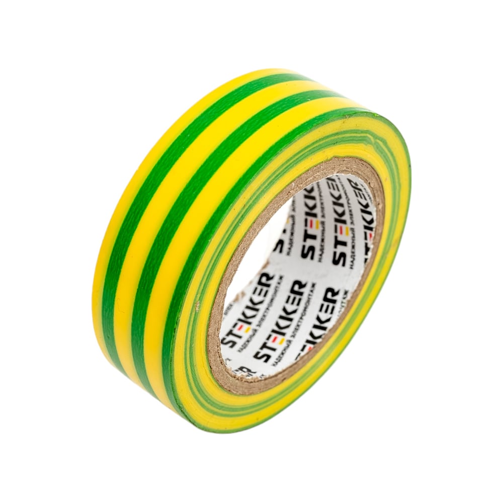 Изоляционная лента STEKKER 0,13x19 мм, 10 м, желто-зеленая, INTP01319 ...